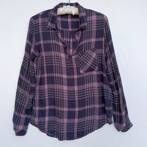 Cloth & Stone Anthropologie Rayon Flannel Shirt Roll Up Sleeves  *flaw*